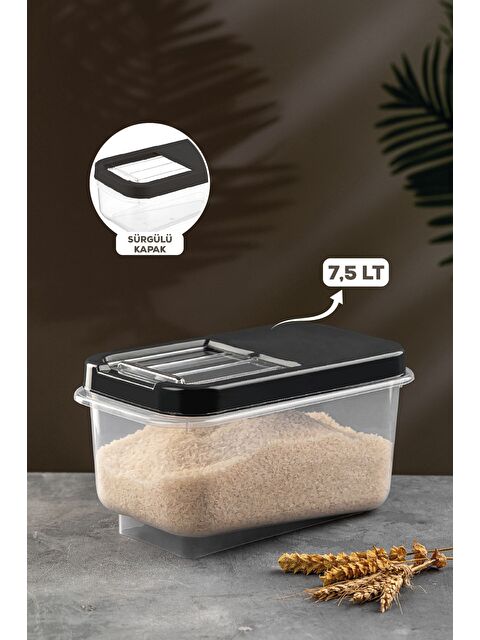 Meleni Home Multibox Bakliyat Saklama Kabı Kayar Kapaklı Erzak Saklama Kabı Un Kabı Antrasit - S000388722-29666
