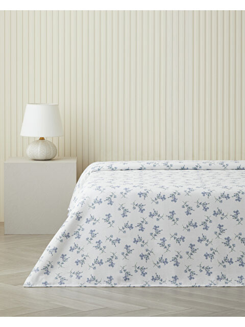 English Home Blue Spring Çift Kişilik Pike 200x220 cm Mavi