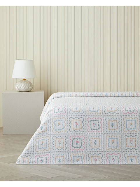 English Home Gentle Florals Tek Kişilik Pike 150x220 cm Yeşil