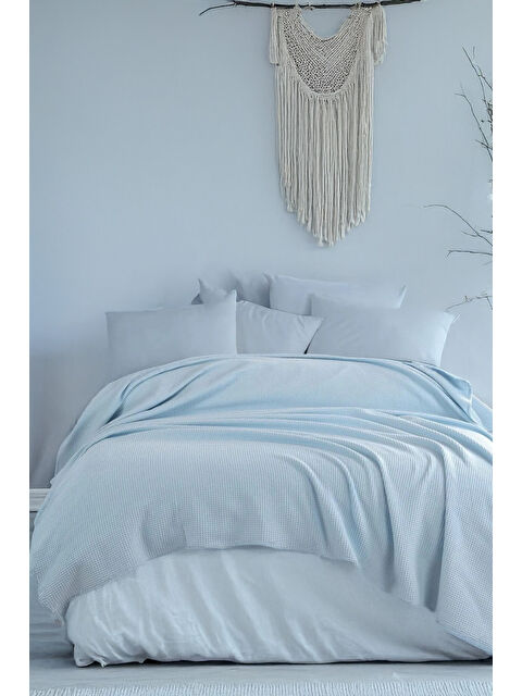 UPSTYLE Ecocel Pike Örtü Çift Kişilik 200x230cm Karde BebeMavi - S000359263-3642