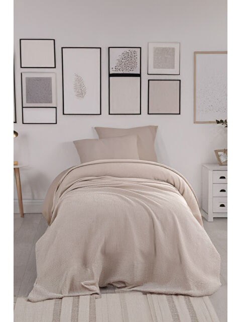 UPSTYLE Ecocel Pike Örtü Bebek 100x120cm Karde Vizon Gri