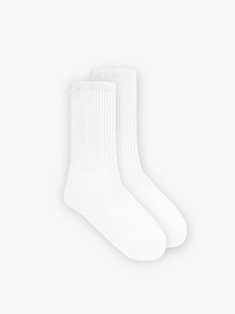 Abluka Online Unisex Basic Kolej Tenis Çorap Beyaz - S000203316-20063