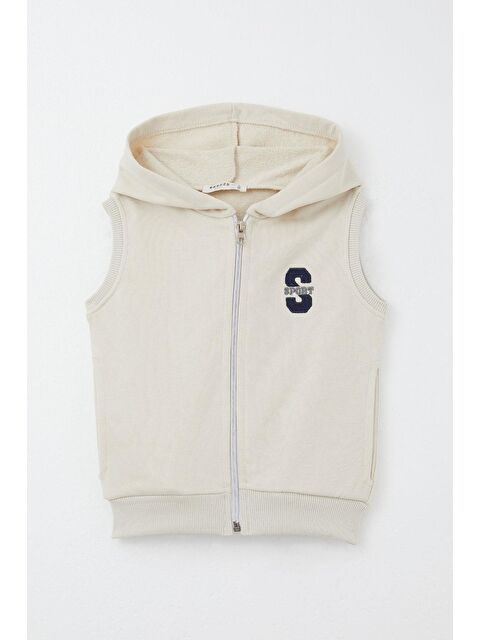 Breeze Erkek Çocuk Yelek Harf Nakışlı Fermuarlı Krem (3-8 Yaş) - S000355892-19966