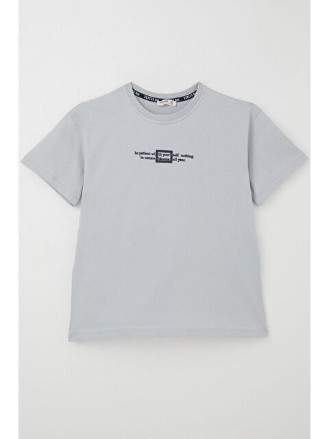 Breeze Erkek Çocuk Tişört Kabartma Yazı Baskılı Gri (9-14 Yaş) - S000355895-20600