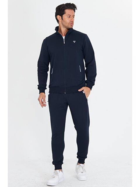 TRENDHILL Erkek Pamuklu Dik Yakalı Eşofman Takımı Lacivert 5749-L