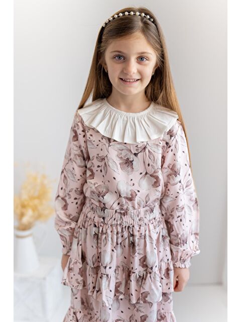 ZEYLAND Kız Çocuk Yaka Detaylı Desenli Dokuma Bluz - S000315597-18194