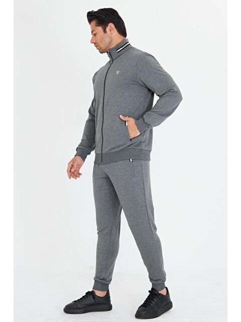 TRENDHILL Erkek Pamuklu Dik Yakalı Eşofman Takımı Antrasit 5749-A - S000515243-29666