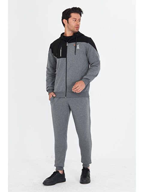 Marco Ferry Erkek Pamuklu Kapüşonlu Eşofman Takımı Antrasit 5739-A - S000515244-29666