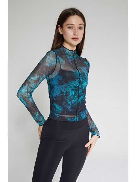 Chandraswear Yeşil Kadın Tüllü Bluz  - Nules - S000110134-18194