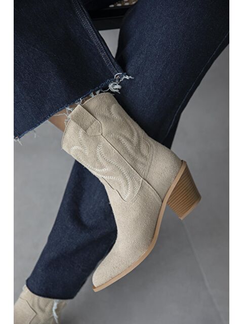 Straswans Hadley Kadın Süet Topuklu Bot Bej - S000512864-19928