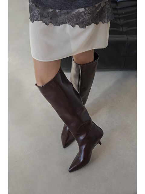 Straswans Alessi  Kadın Pino Ökçe Deri Çizme Bordo - S000512861-19951