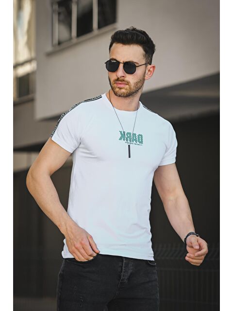 Oksit Dark Baskılı Omuz Şeritli Slim Fit Likralı Erkek Tişört - S000130190-20063