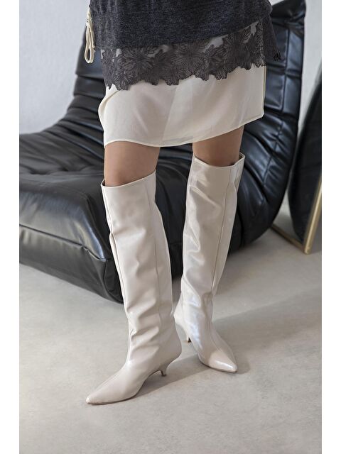 Straswans Alessi  Kadın Pino Ökçe Deri Çizme Bej - S000512861-19928