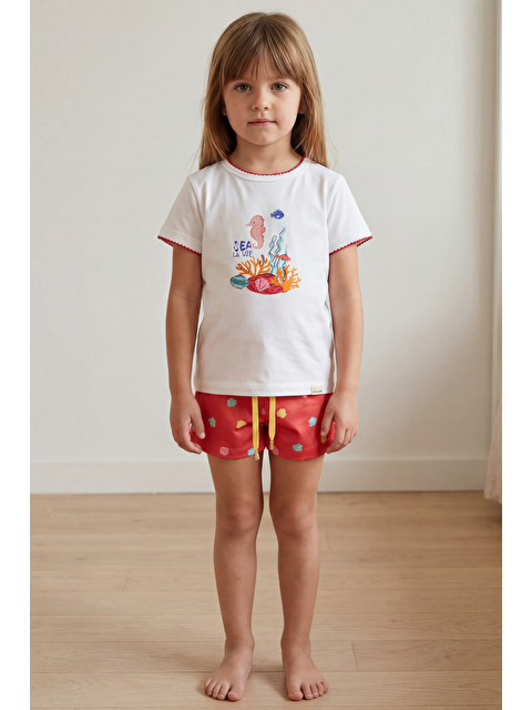 Katia And Bony Kız Çocuk Sea La Vie Denizaltı Baskılı Şortlu Pijama Takımı - S000514629-20063