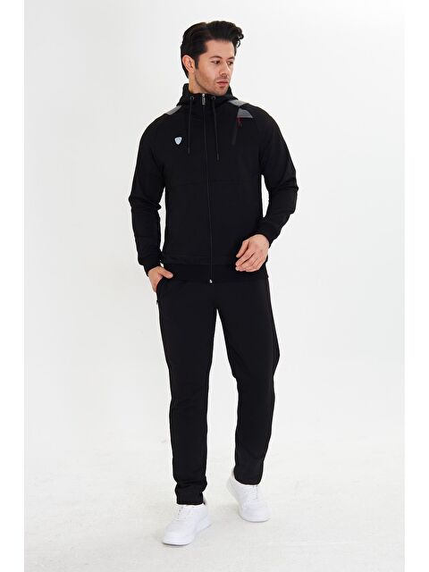 Marco Ferry Pamuklu Kapüşonlu Erkek Eşofman Takımı Siyah 5745-S - S000515247-19351