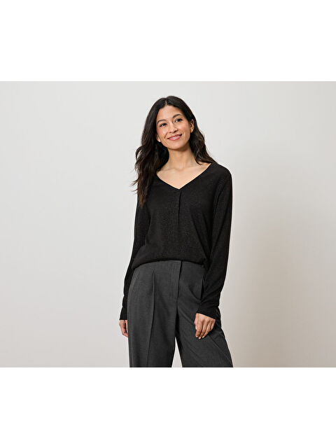 Tchibo Kadın Bluz, Simli İplik, Siyah - S000486034-19351