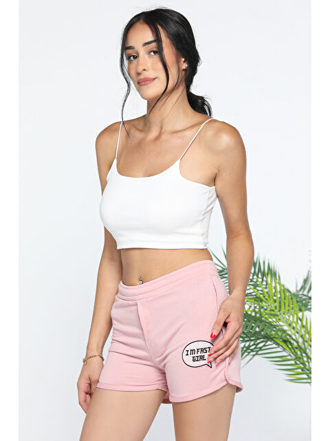 Gülseli Bel Bağlamalı Baskılı Kadın Şort - S000289633-7152