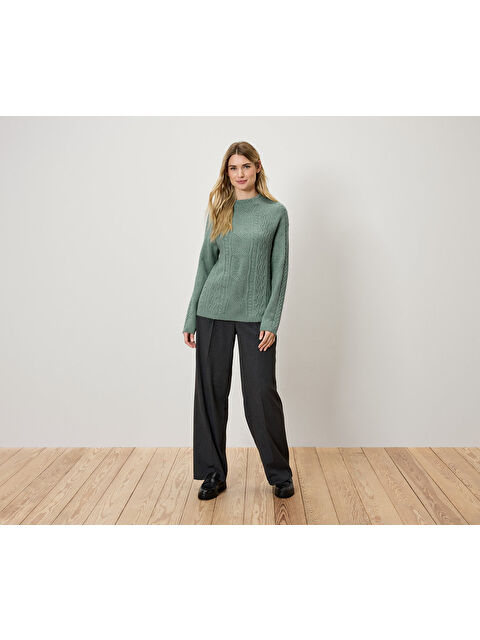 Tchibo Kadın Kazak, Saç Örgü, Adaçayı - S000486036-18194