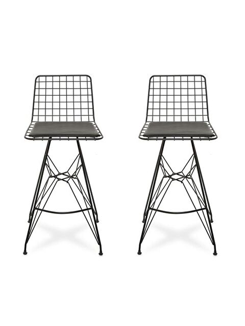 Akın Lüx 2'li Tel Bar Taburesi - Siyah