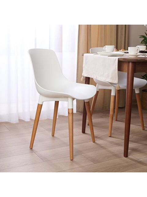 Just Home Shell Eames Düz Sandalye - Beyaz
