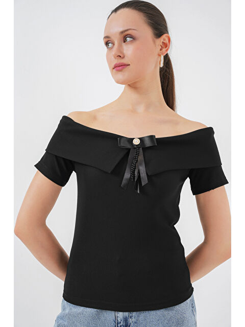 Bigdart Kurdele Detaylı Örme Bluz 949 - Siyah - S000375323-19351