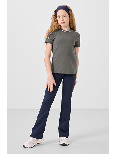 Tommylife İndigo Esnek Standart Fit Basic Performans İspanyol Paça Kız Çocuk Tayt - 75193 - S000387245-23093