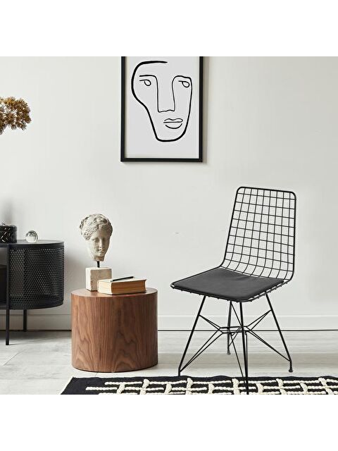 Akın Lüx Tel Sandalye - Siyah