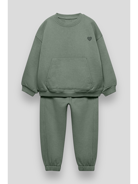 Magu İşlemeli Pamuklu Sweatshirt Jogger Eşofman Alt-Üst Takım - S000492078-18194