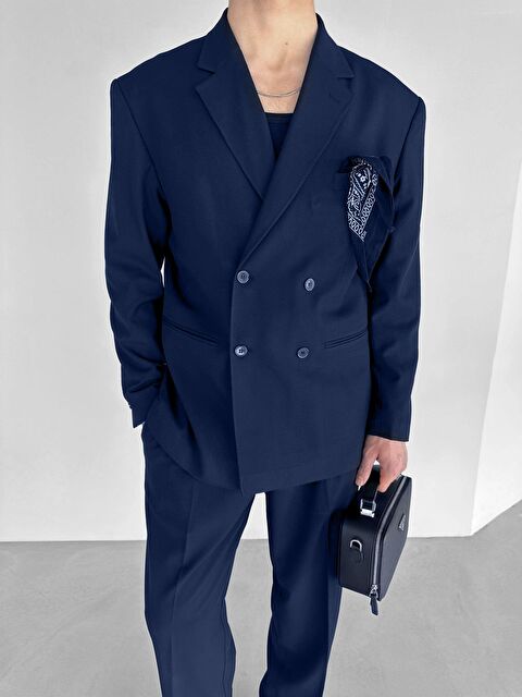 Abluka Online Oversize Kruvaze Takım Lacivert - S000203326-21164