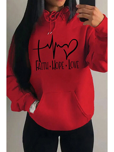 uyguntarz Faith Hope Love Baskılı Oversize Sweatshirt - S000267463-20045