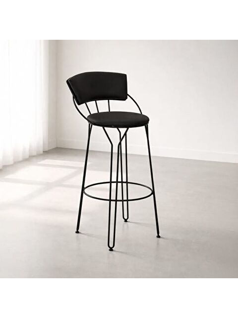 Akın Lüx Modern Metal Bar Taburesi - Siyah
