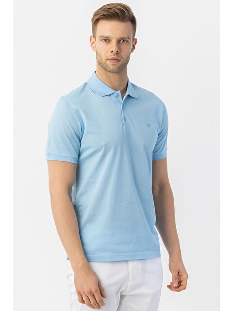 Sabri Özel Giotelli Açık Mavi Regular Fit %100 Pamuk Polo Yaka Erkek Tişört - S000525310-17234