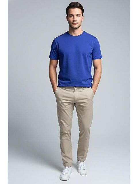 Sabri Özel Giotelli Lacivert Regular Fit %100 Pamuk Bisiklet Yaka Erkek Tişört - S000525311-17234