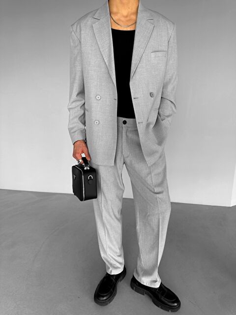 Abluka Online Oversize Kruvaze Takım Gri - S000203326-20600