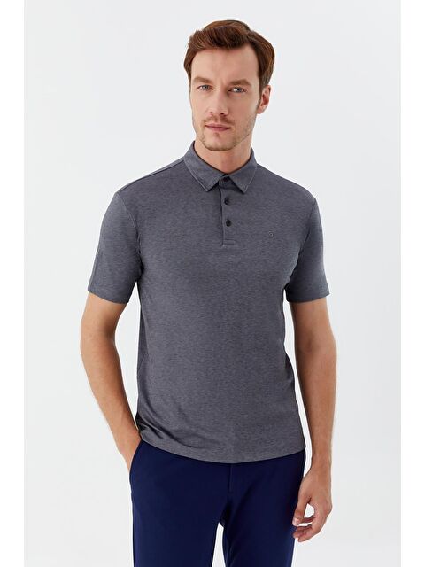 Sabri Özel Erkek Gri Standart Fit Düğmeli Polo Yaka Tişört – Kısa Kollu - S000525312-19351