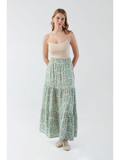 Fullamoda Desenli Beli Lastikli Etek - S000386681-20054