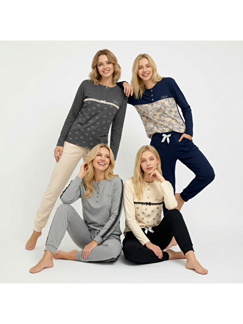Bonbon Kadın Pamuklu 4 Adet 2'Li Pijama Takımı Bb2220