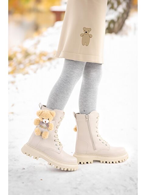 Kiko Kids 450 Ayıcıklı Fermuarlı Kız Çocuk Günlük Bot Ayakkabı - S000089833-19928