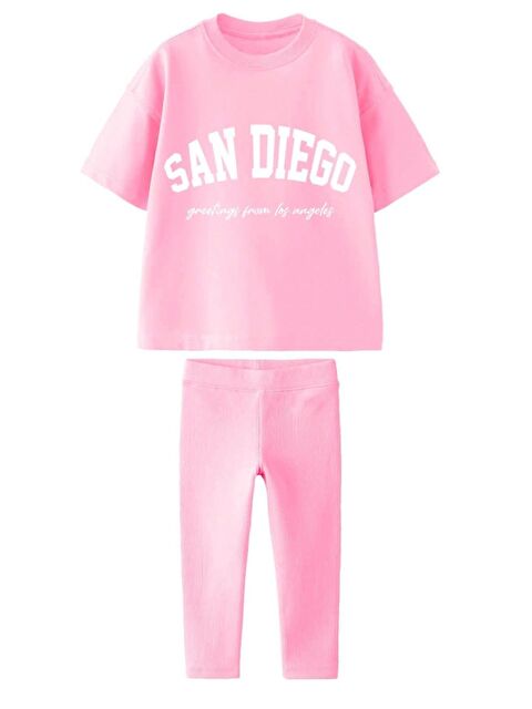 Monila Kız  Çocukbaskılı Penye Taytlı Pamuklu Altüst Takım - S000516299-20024