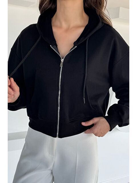 Gülseli Kadın Ön Fermuarlı Kapüşonlu Çift Cepli Sweatshirt - S000469742-19351