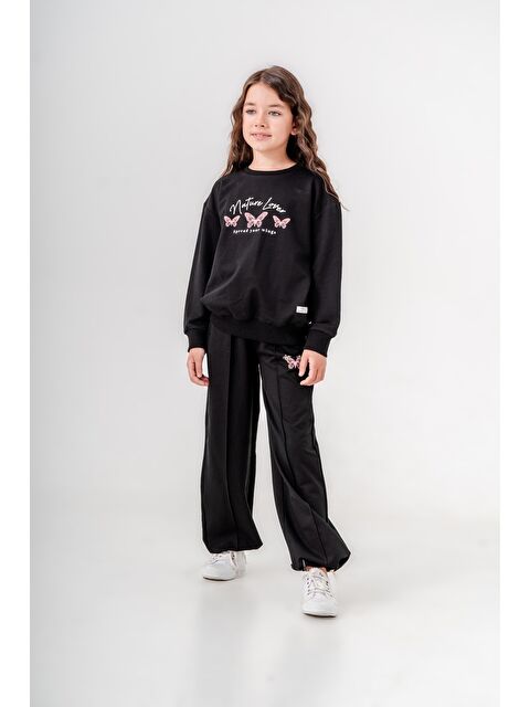 Mışıl Kids Nature Lover Baskılı Bacak Baskı Detaylı Kız Çocuk Alt Üst Eşofman Takımı - S000285030-19351