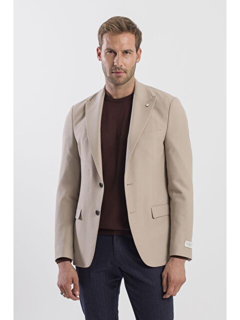 JAKAMEN Vizon Slim Fit Desenli Sivri Yaka Ceket - S000496626-26429