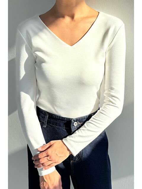 Gülseli V Yaka Basıc Bluz - S000471151-19966