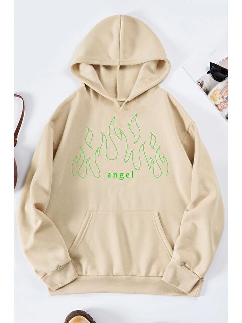 uyguntarz Unisex Green Angel Fire Sweatshirt - S000268350-19928