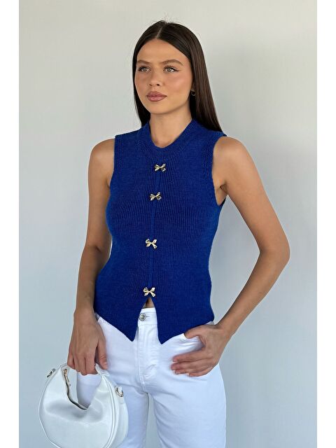 Gülseli Kadın Gold Düğme Detaylı Triko Bluz - S000469771-23710