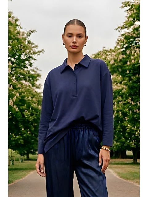 Mevra SOI | Polo Yaka T-Shirt İndigo