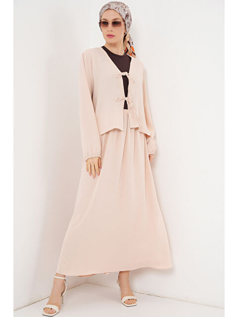 Bigdart Kadın Ayrobin Kimono Etek İkili Takım 8047 - Krem - S000411758-19966