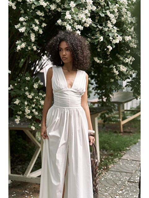 Bohemai Emilia Korse Detay Ekru Uzun Elbise - S000513540-19965