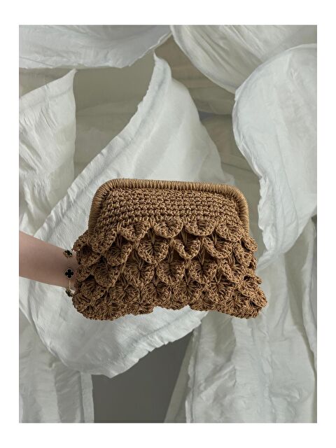 Luminos Butik Dantel Dokulu Camel Hasır Çanta CNT1177