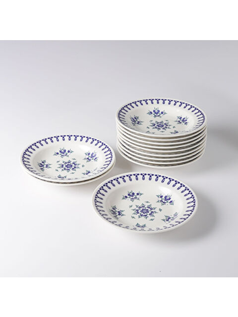 GÜRAL PORSELEN Eda 12 Adet 19 cm Çukur Yemek Tabağı 1654 - S000302564-37646